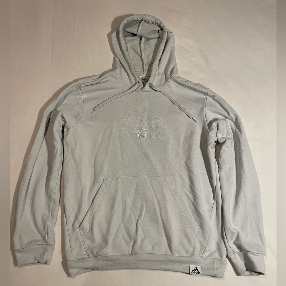 WHITE ADIDAS PULLOVER HOODIE